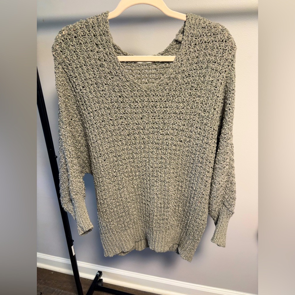Altar’d State Gray Knit V-Neck Sweater